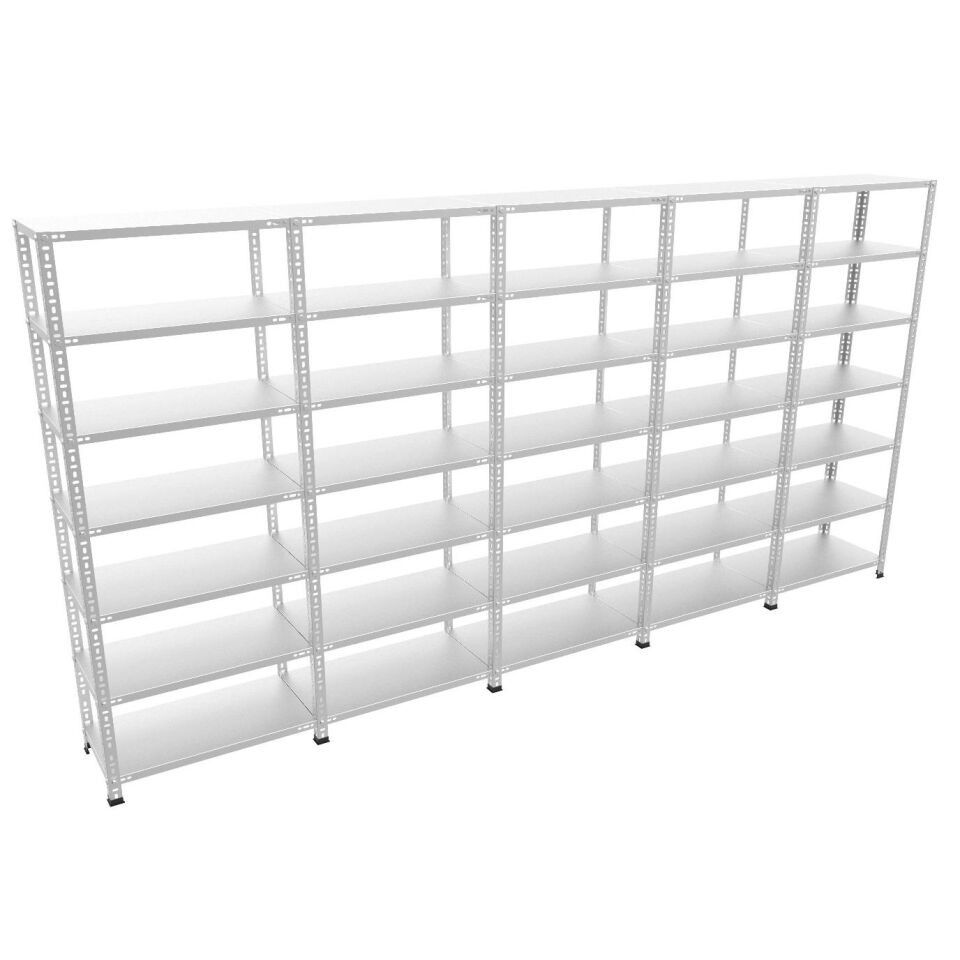 7 Katlı 5'li Galvaniz Çelik Raf - Depo, Arşiv, Kiler, Dosya, Market Rafı
