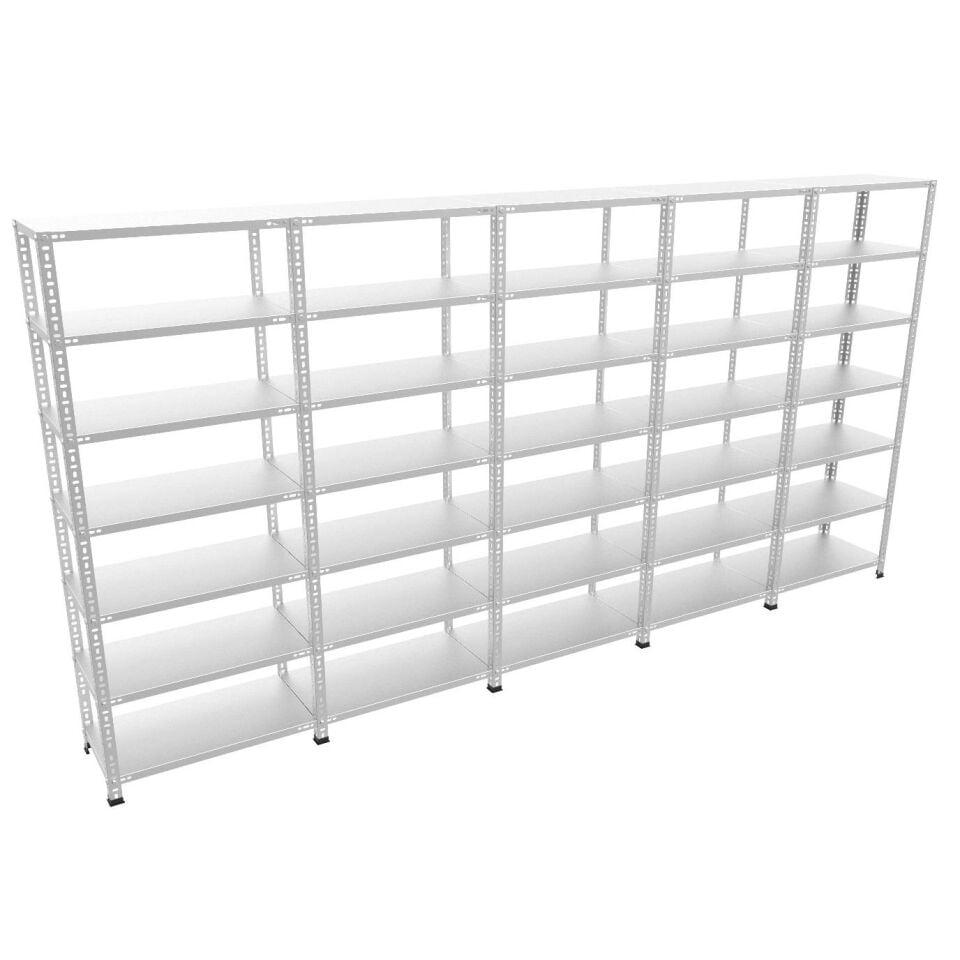 7 Katlı 5'li Galvaniz Çelik Raf - Depo, Arşiv, Kiler, Dosya, Market Rafı