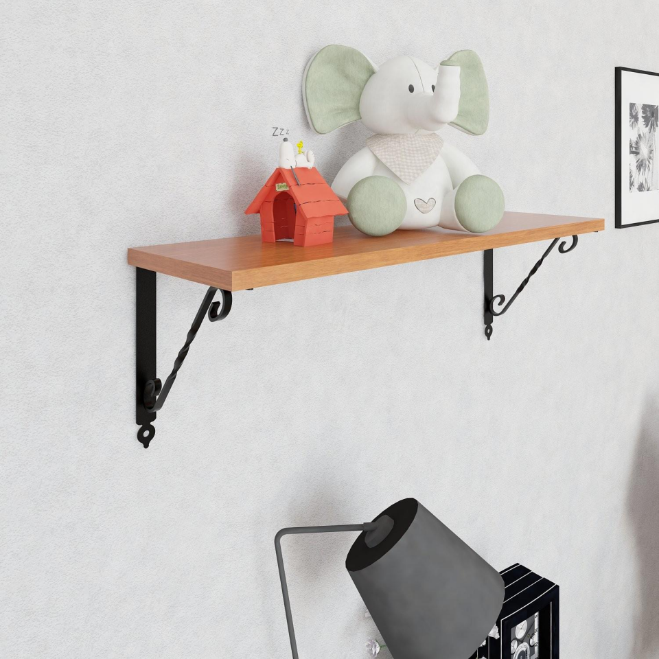 20x60 Cm Duvar Rafı - Ferforje Duvar Rafı, Duvara Monte Raf