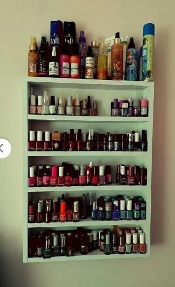 Ahşap Oje Rafı - Biblo, Takı, Aksesuar Rafı 50x55 cm