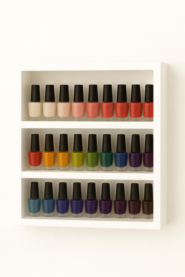 Ahşap Oje Rafı - Biblo, Takı, Aksesuar Rafı 50x55 cm