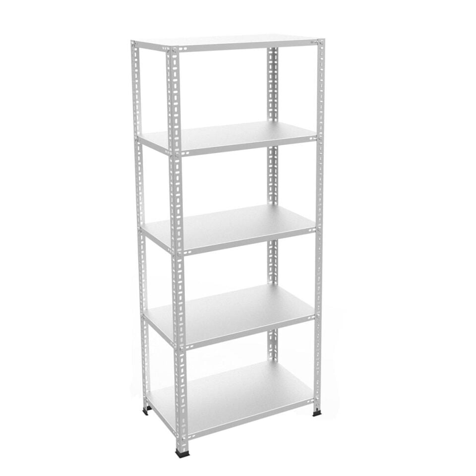 5 Katlı Galvaniz Çelik Raf - Depo, Arşiv, Kiler, Dosya, Market Rafı 59x75 cm - 150 cm - 1.00 mm