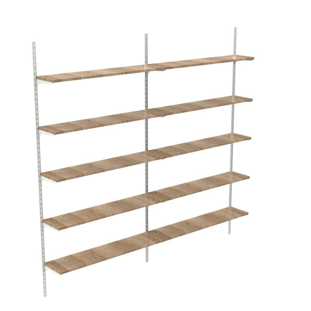 5 Katlı Duble Kitaplık - Ahşap Duvar Rafı, Dekoratif Raf