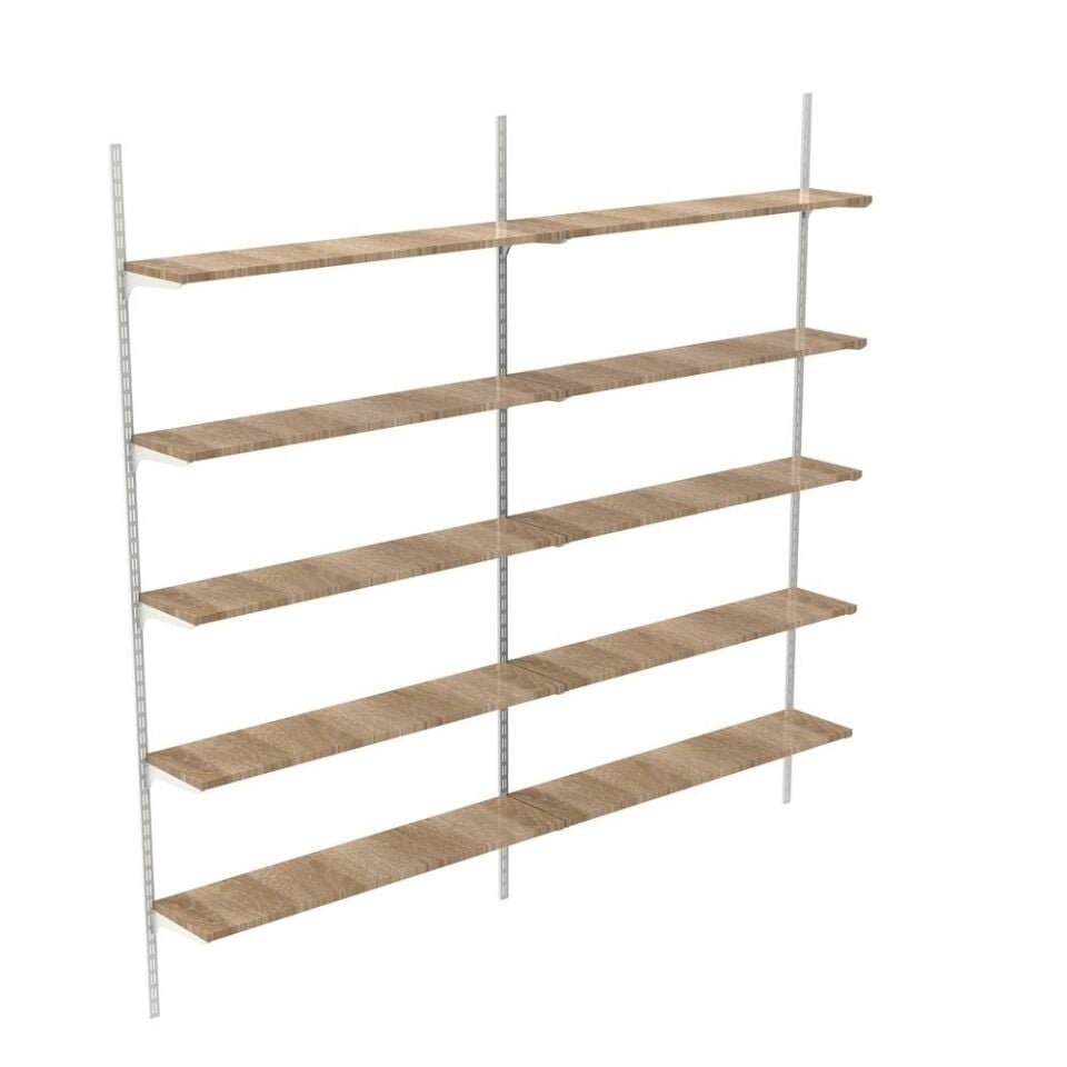 5 Katlı Duble Kitaplık - Ahşap Duvar Rafı, Dekoratif Raf