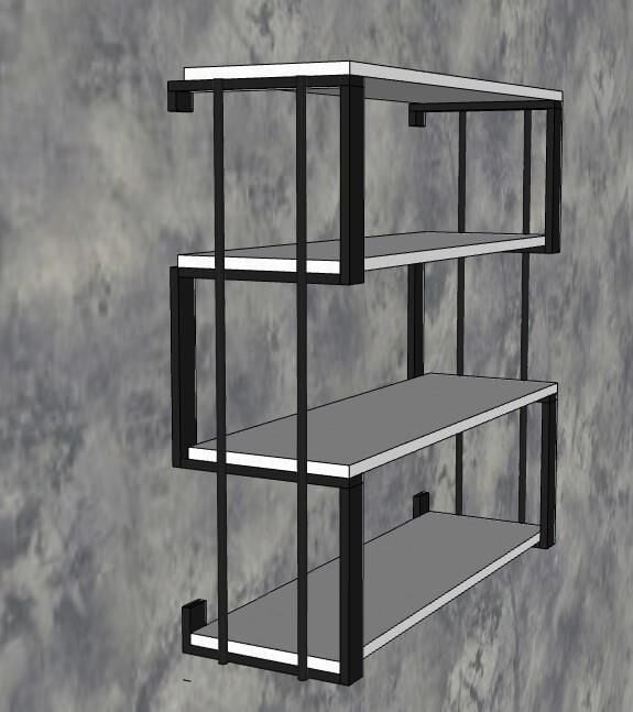 4 Raflı Dekoratif Ahşap Kitaplık - Ahşap Duvar Rafı, Dekoratif Raf