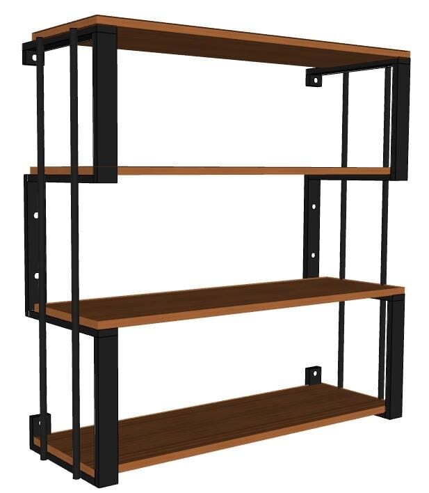 4 Raflı Dekoratif Ahşap Kitaplık - Ahşap Duvar Rafı, Dekoratif Raf