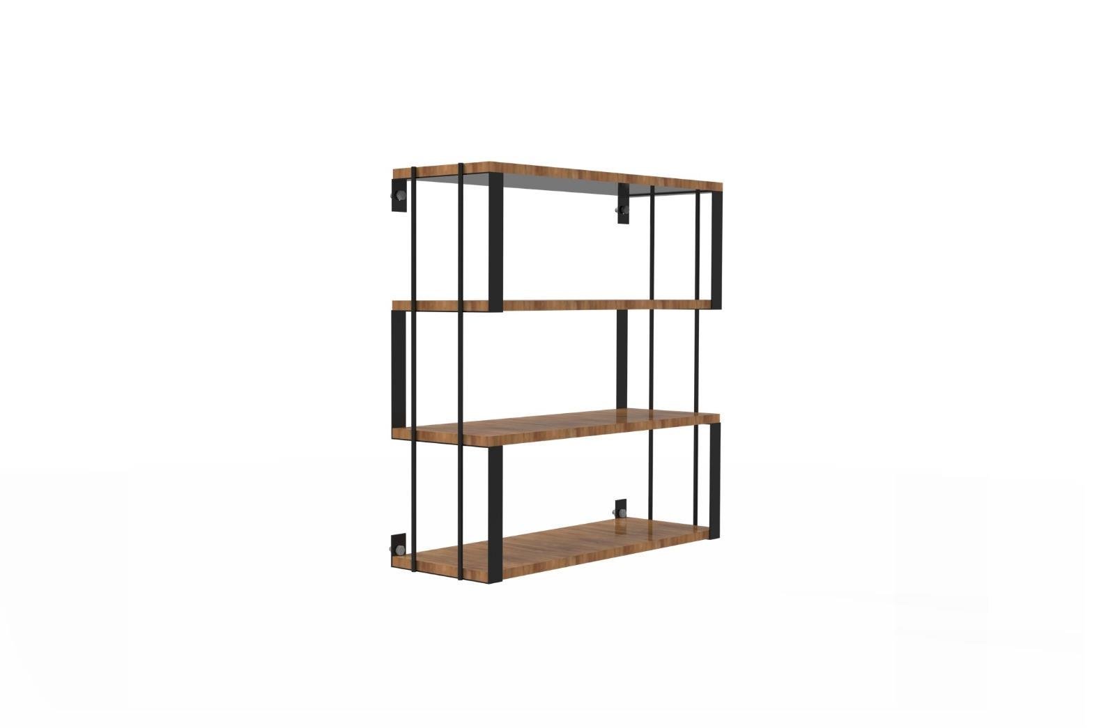 4 Raflı Dekoratif Ahşap Kitaplık - Ahşap Duvar Rafı, Dekoratif Raf