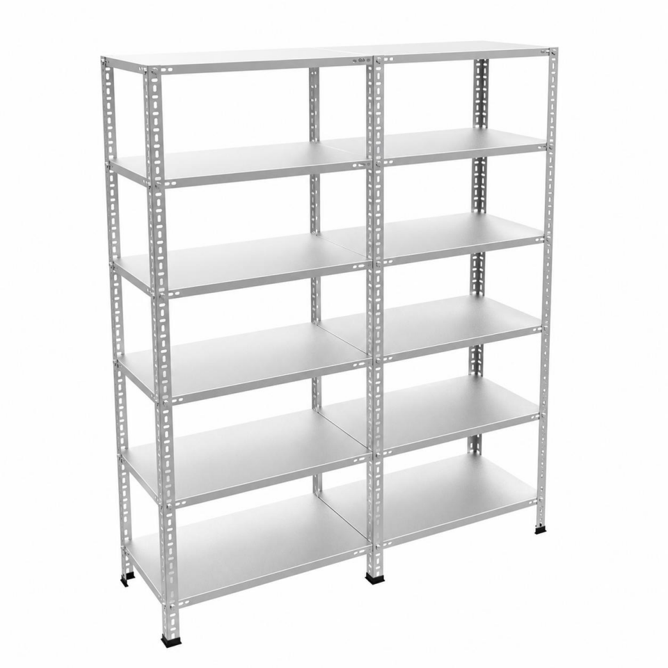 6 Katlı Duble Galvaniz Çelik Raf - Depo, Arşiv, Kiler, Dosya, Market Rafı