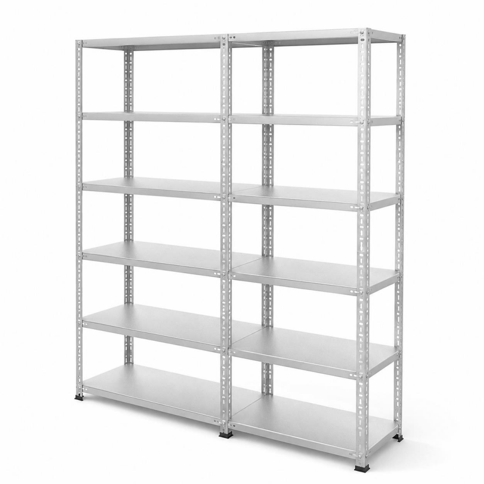 6 Katlı Duble Galvaniz Çelik Raf - Depo, Arşiv, Kiler, Dosya, Market Rafı