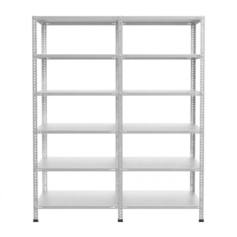 6 Katlı Duble Galvaniz Çelik Raf - Depo, Arşiv, Kiler, Dosya, Market Rafı
