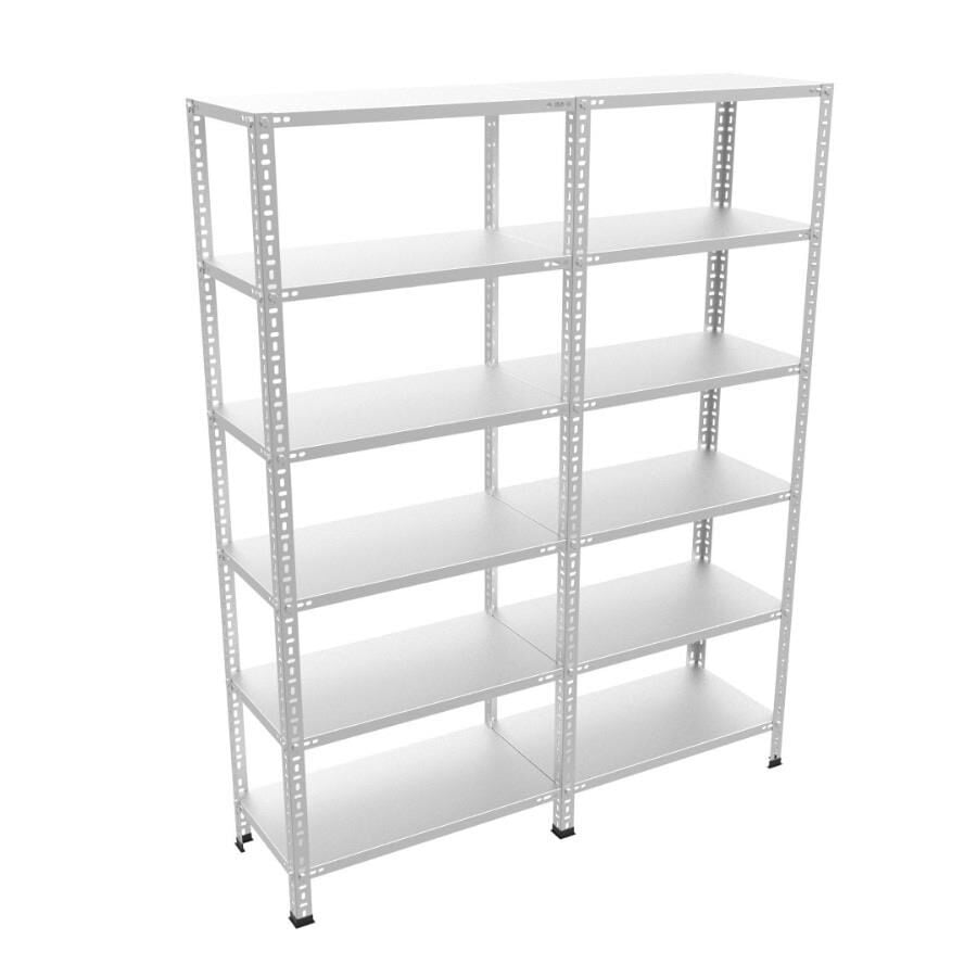 6 Katlı Duble Galvaniz Çelik Raf - Depo, Arşiv, Kiler, Dosya, Market Rafı 31x93 cm - 200 cm - 1.00 mm