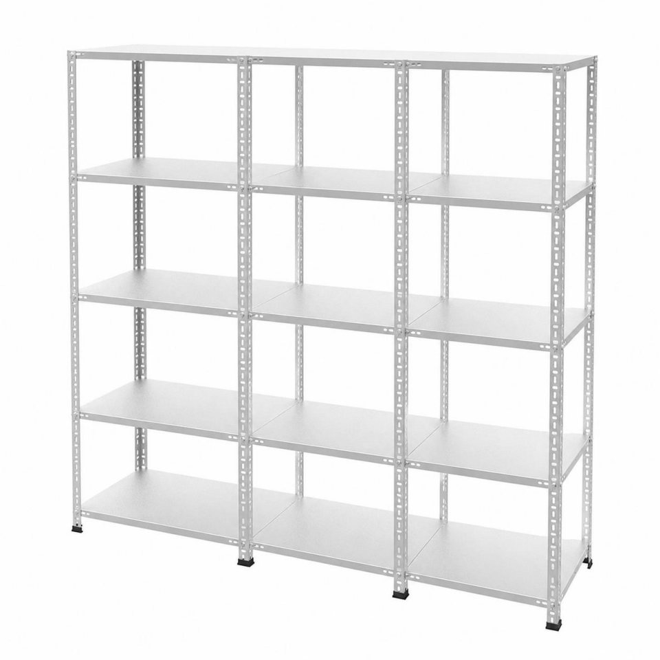 5 Katlı 3'lü Galvaniz Çelik Raf - Depo, Arşiv, Kiler, Dosya, Market Rafı