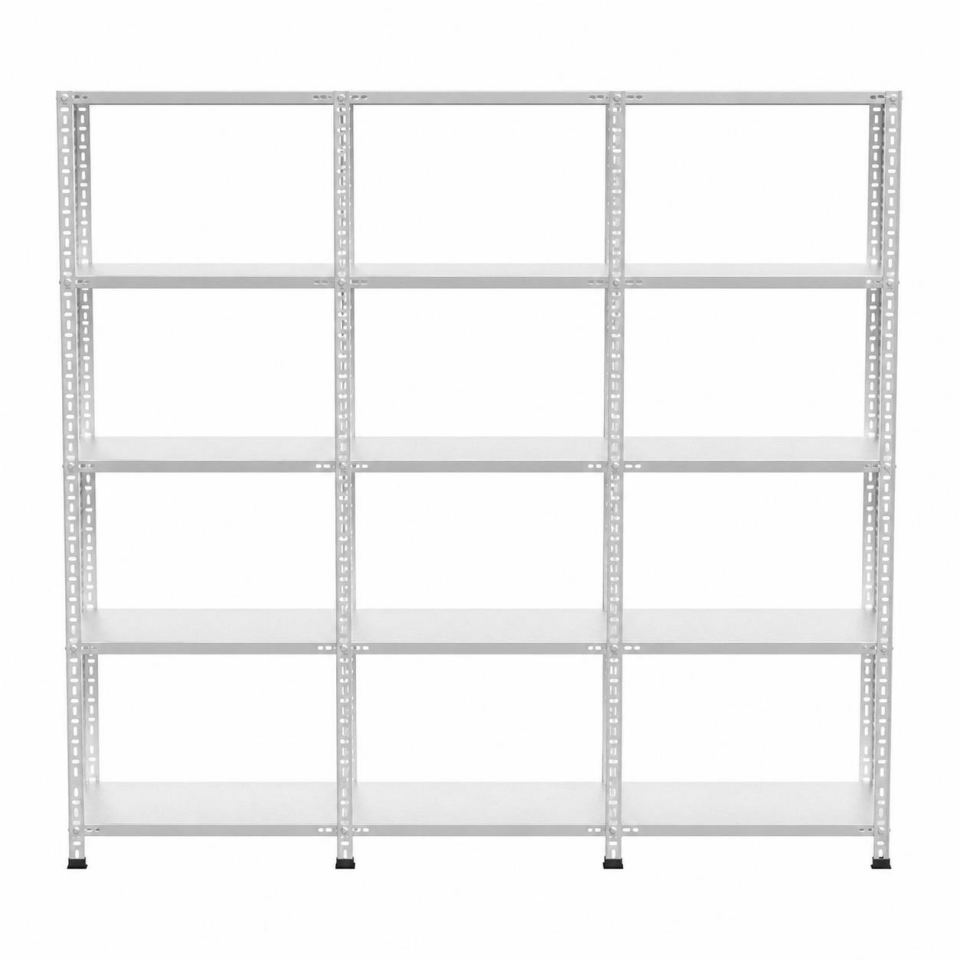 5 Katlı 3'lü Galvaniz Çelik Raf - Depo, Arşiv, Kiler, Dosya, Market Rafı