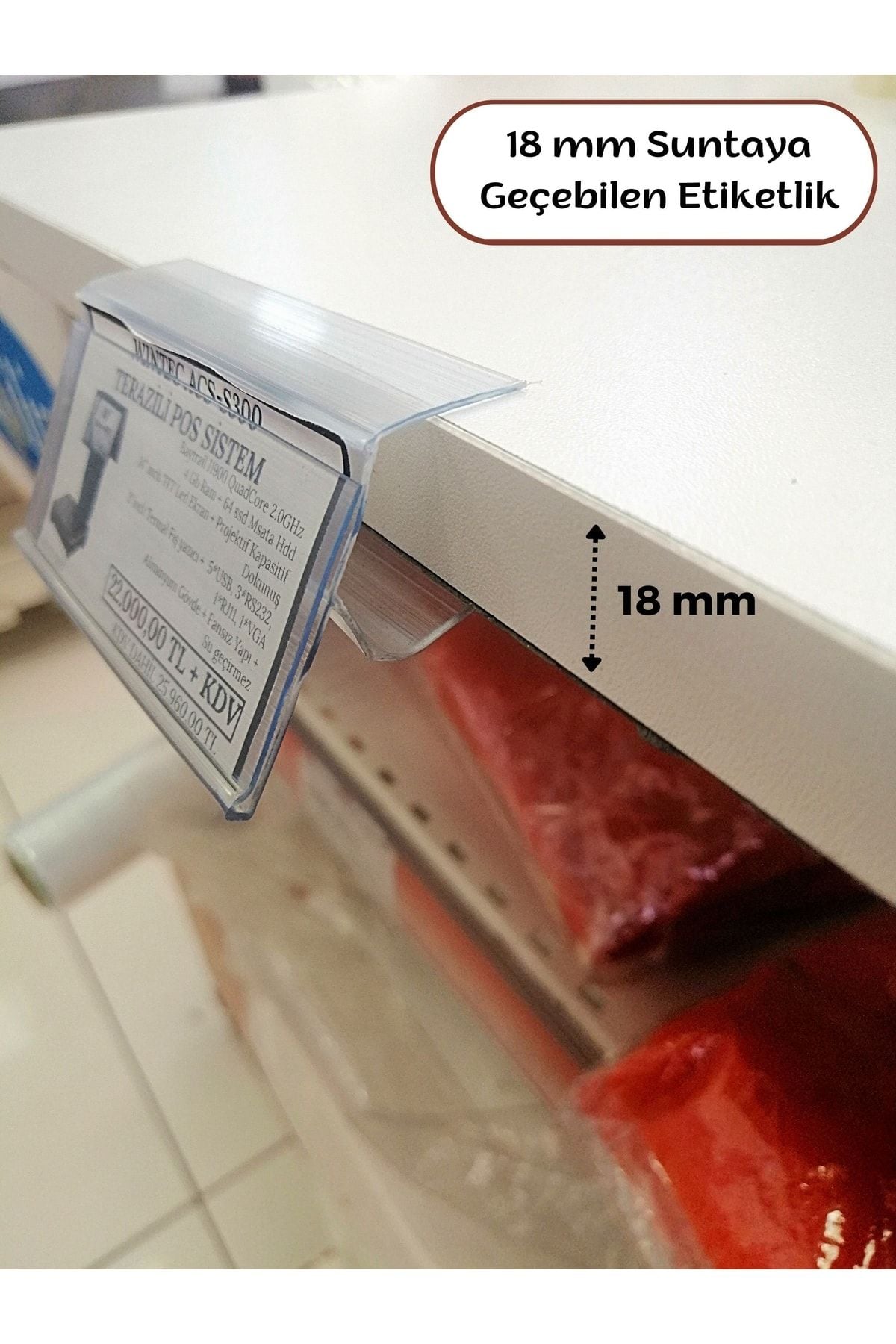 10 Adet - 100 cm - 18 Mm Sunta Ve Ahşap Raflar İçin Raf Önü Etiketlik  - Pvc Etiketlik