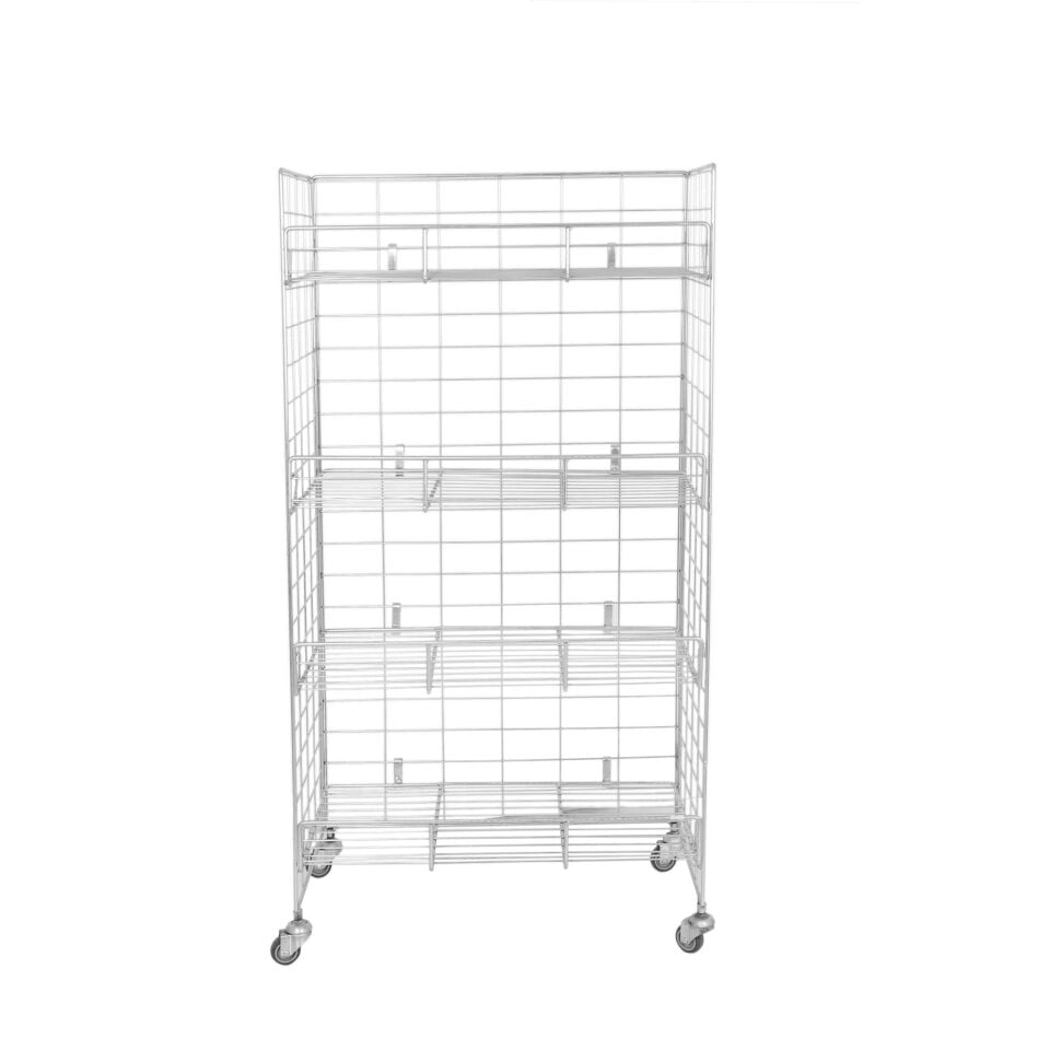 4 Katlı Katlanır Aksiyon Sepet -Tekerli Tel Stand