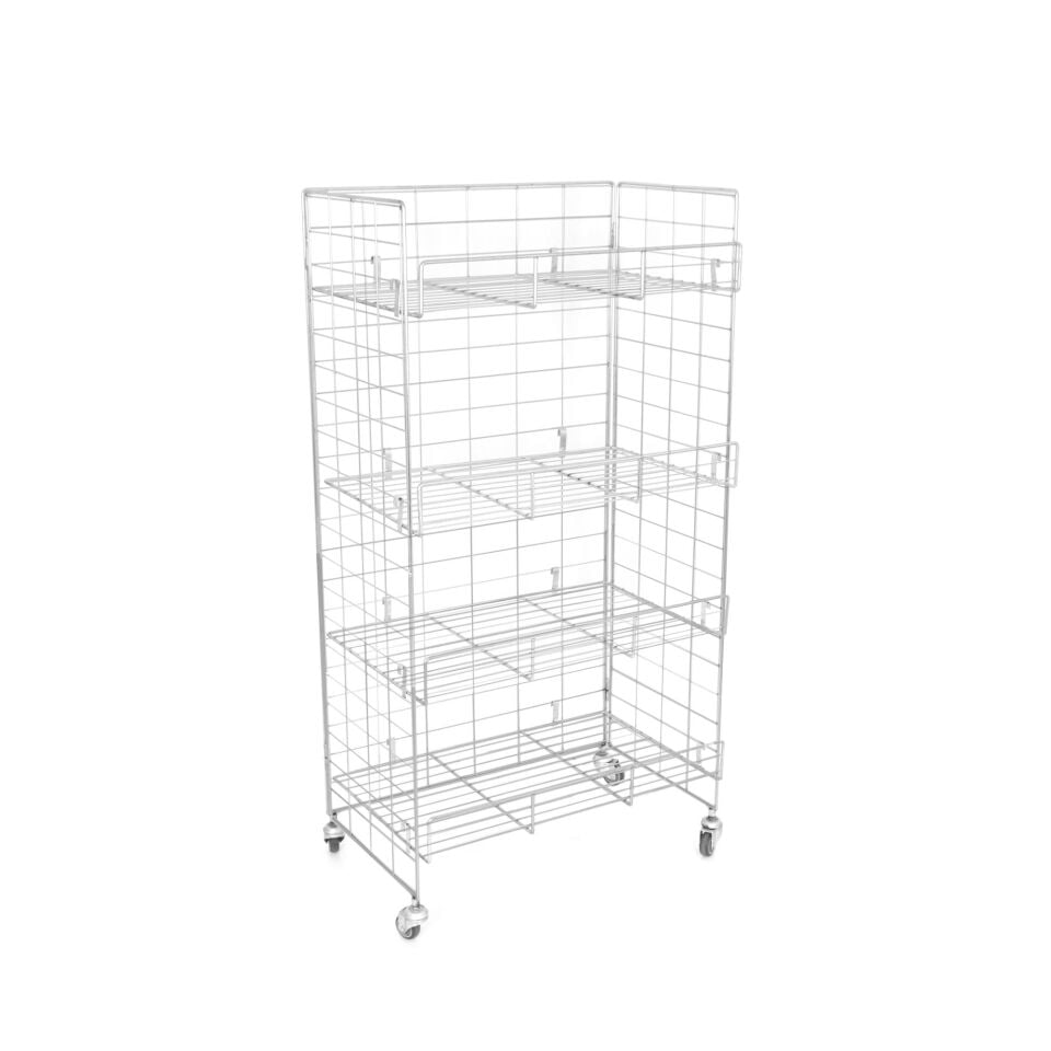 4 Katlı Katlanır Aksiyon Sepet -Tekerli Tel Stand