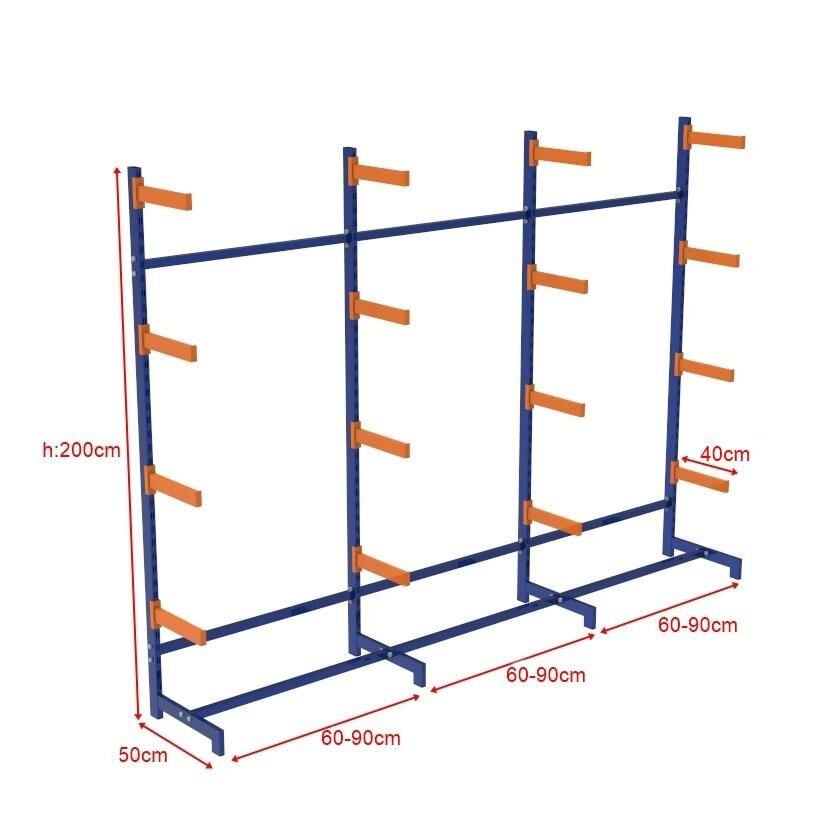 Konsol Kollu 3'lü Raf  - Orta  Yükler İçin Kollu Raf Sistemi