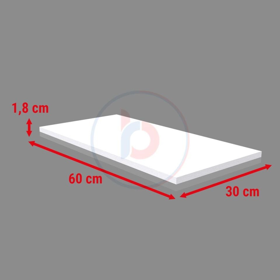 30x60 Cm Beyaz Ahşap Raf - Suntalam Tekli Raf