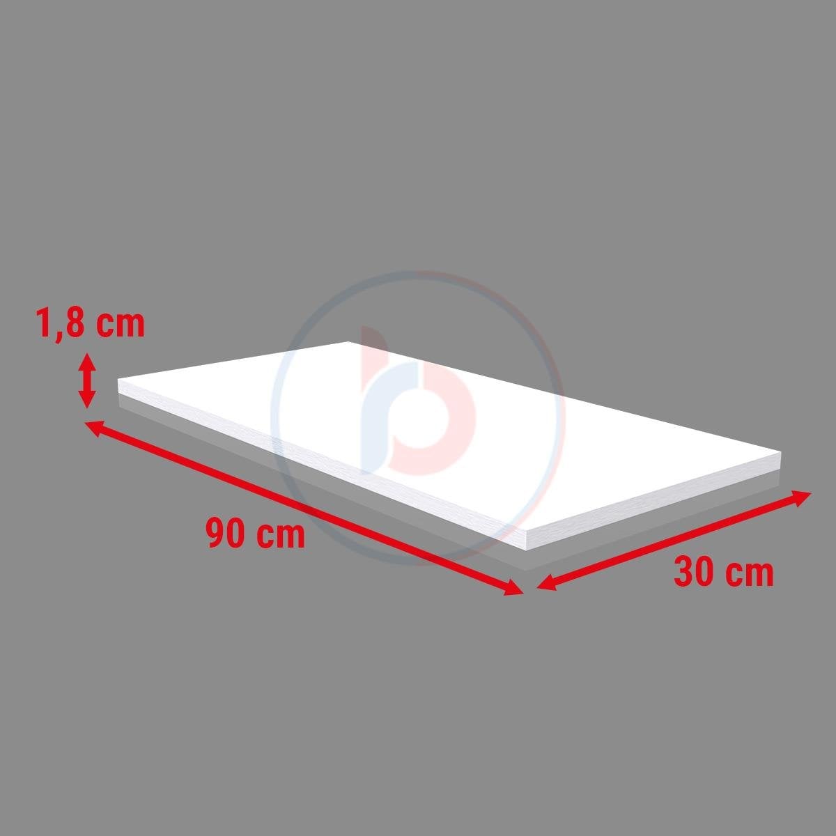 30x90 Cm Beyaz Ahşap Raf - Suntalam Tekli Raf