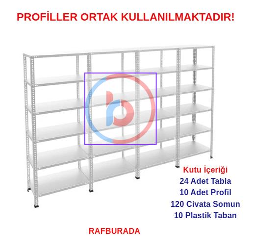 6 Katlı 4'lü Galvaniz Çelik Raf - Depo, Arşiv, Kiler, Dosya, Market Rafı