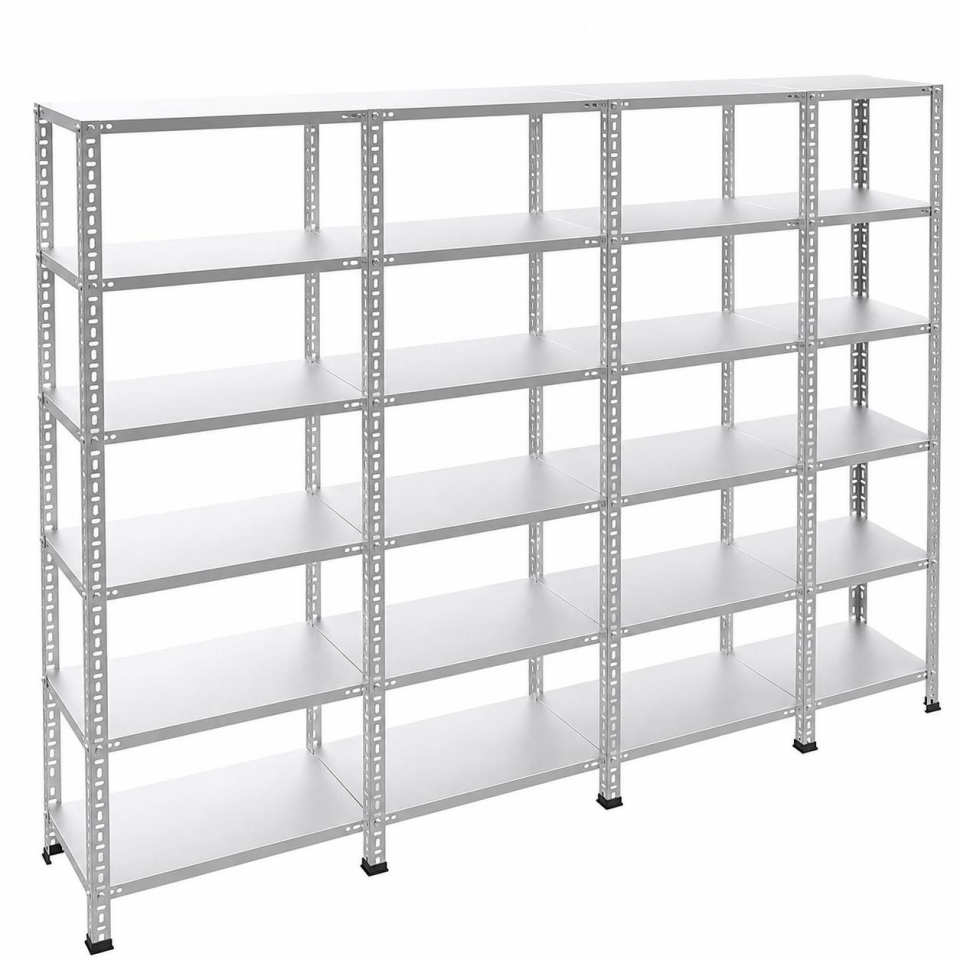 6 Katlı 4'lü Galvaniz Çelik Raf - Depo, Arşiv, Kiler, Dosya, Market Rafı