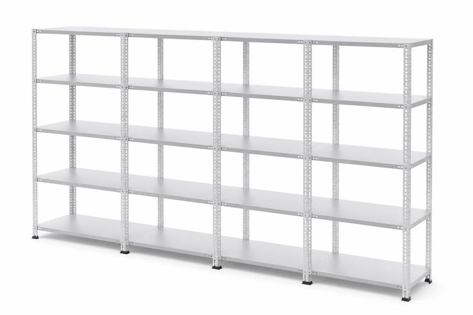6 Katlı 4'lü Galvaniz Çelik Raf - Depo, Arşiv, Kiler, Dosya, Market Rafı