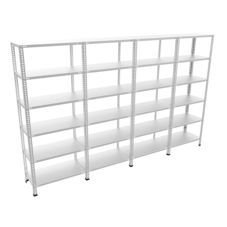 6 Katlı 4'lü Galvaniz Çelik Raf - Depo, Arşiv, Kiler, Dosya, Market Rafı