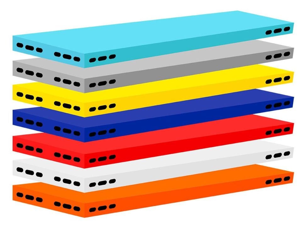 5 Katlı Mavi Renk Çelik Raf - Çiçeklik Rafı, Ofis Rafı