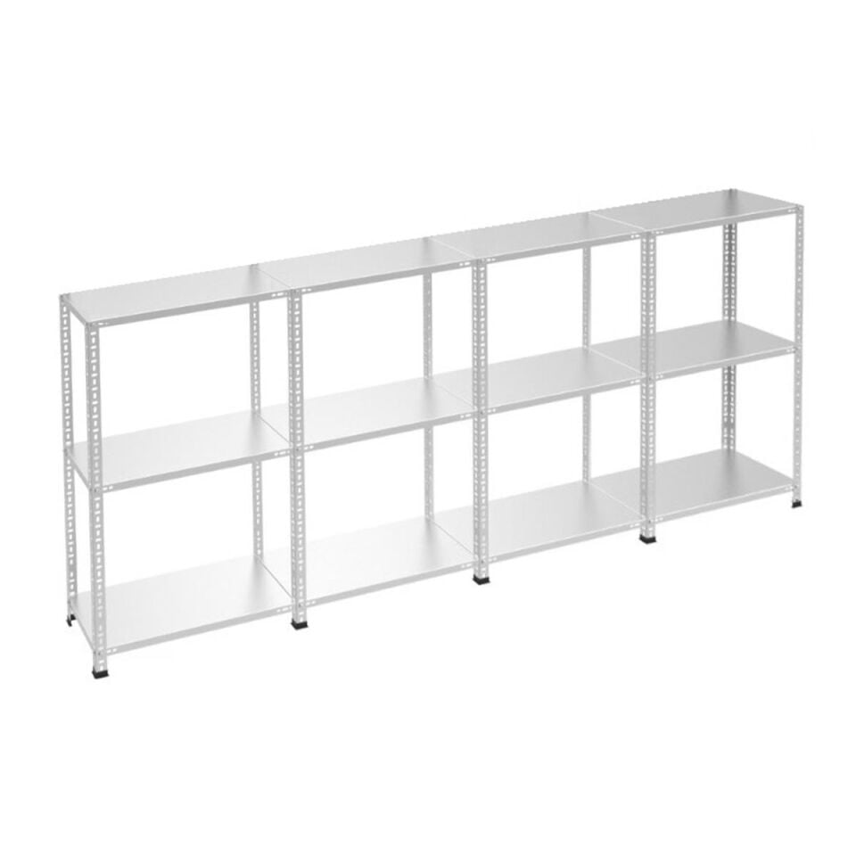 3 Katlı 4'lü Galvaniz Çelik Raf - Depo, Arşiv, Kiler, Dosya, Market Rafı