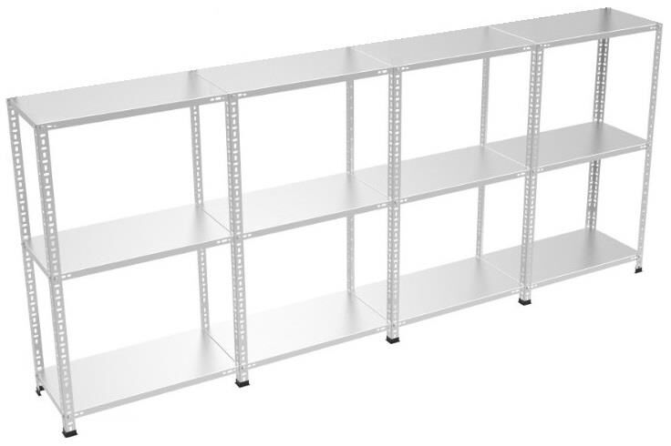 3 Katlı 4'lü Galvaniz Çelik Raf - Depo, Arşiv, Kiler, Dosya, Market Rafı
