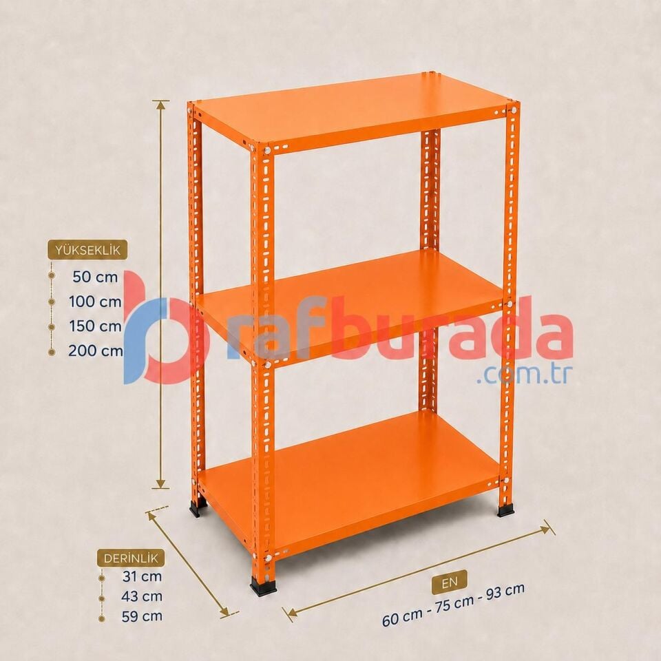 3 Katlı Renkli Dekoratif Çelik Raf - Çiçeklik Rafı, Ofis Rafı 0,70 mm
