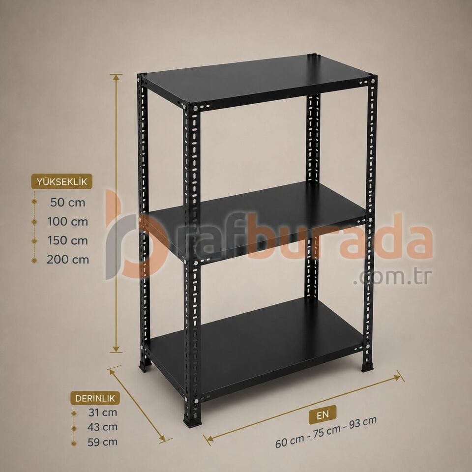 3 Katlı Renkli Dekoratif Çelik Raf - Çiçeklik Rafı, Ofis Rafı 0,70 mm
