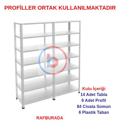 7 Katlı Duble Galvaniz Çelik Raf - Depo, Arşiv, Kiler, Dosya, Market Rafı