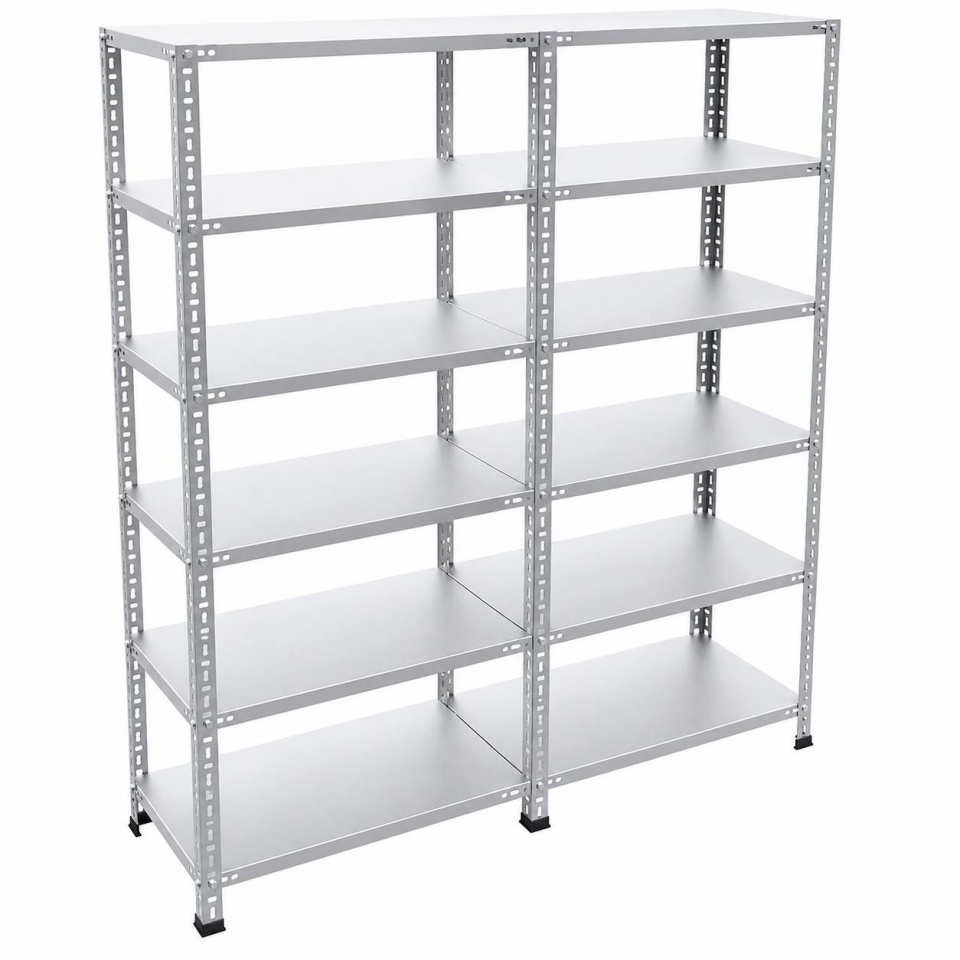 7 Katlı Duble Galvaniz Çelik Raf - Depo, Arşiv, Kiler, Dosya, Market Rafı