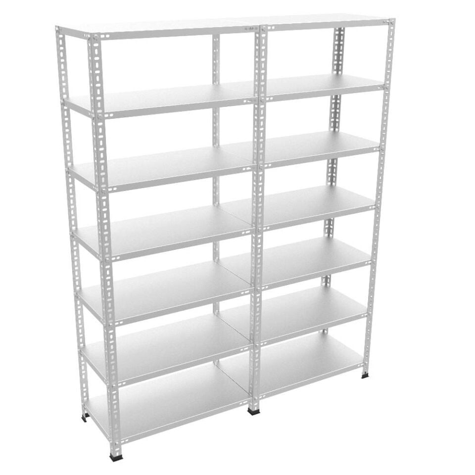 7 Katlı Duble Galvaniz Çelik Raf - Depo, Arşiv, Kiler, Dosya, Market Rafı