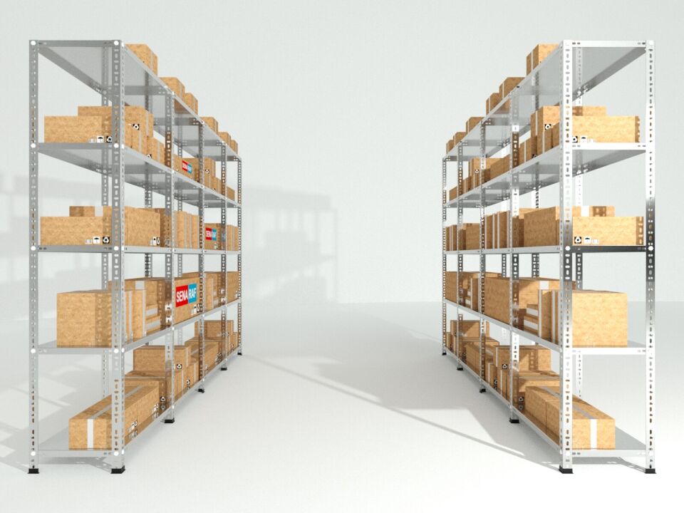 4 Katlı Galvaniz Çelik Raf H:175 cm - Depo, Arşiv, Kiler, Dosya, Market Rafı