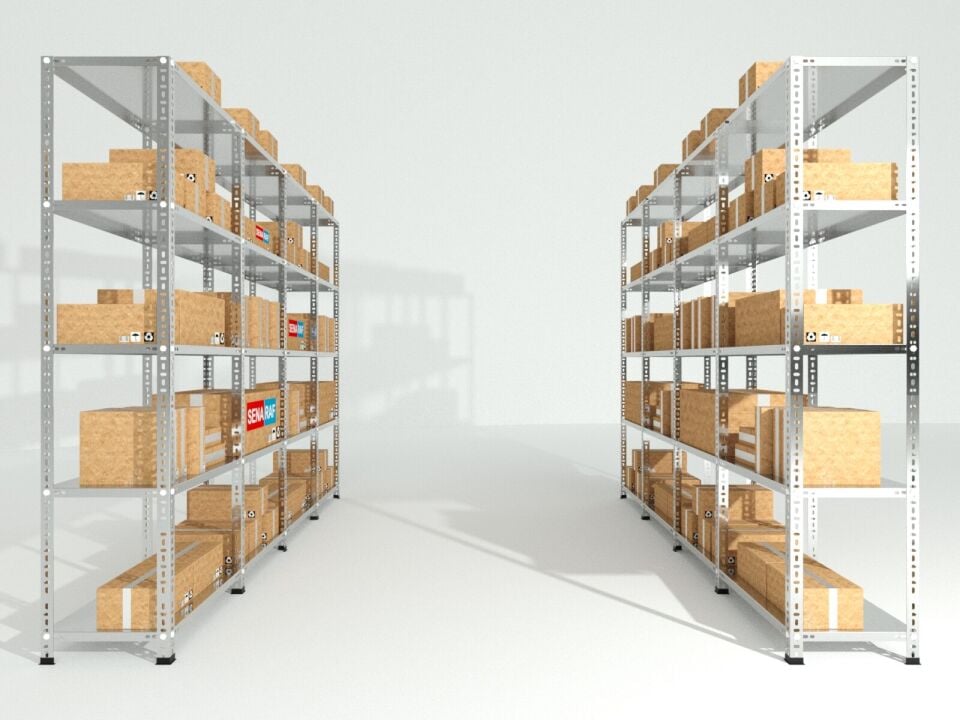 4 Katlı Galvaniz Çelik Raf H:175 cm - Depo, Arşiv, Kiler, Dosya, Market Rafı