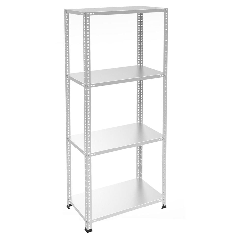 4 Katlı Galvaniz Çelik Raf H:175 cm - Depo, Arşiv, Kiler, Dosya, Market Rafı