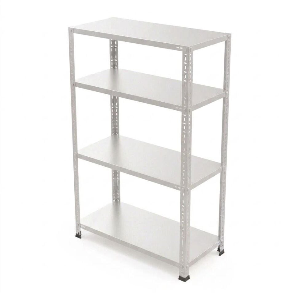4 Katlı Galvaniz Çelik Raf H:175 cm - Depo, Arşiv, Kiler, Dosya, Market Rafı