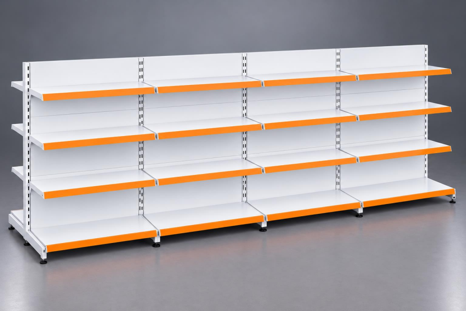 Çift Taraflı (Ekonomik) 4'lü Orta Reyon, Market Rafı-Bazasız H:140 cm