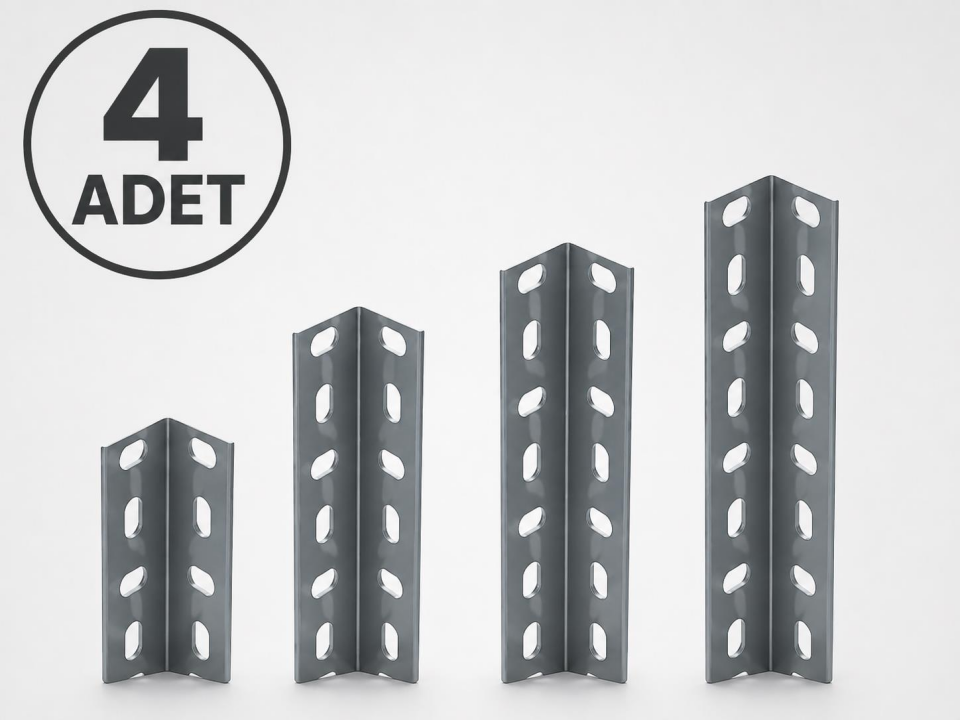 4 Adet 100 Cm Galvaniz Çelik Raf Profil - 2,00 Mm