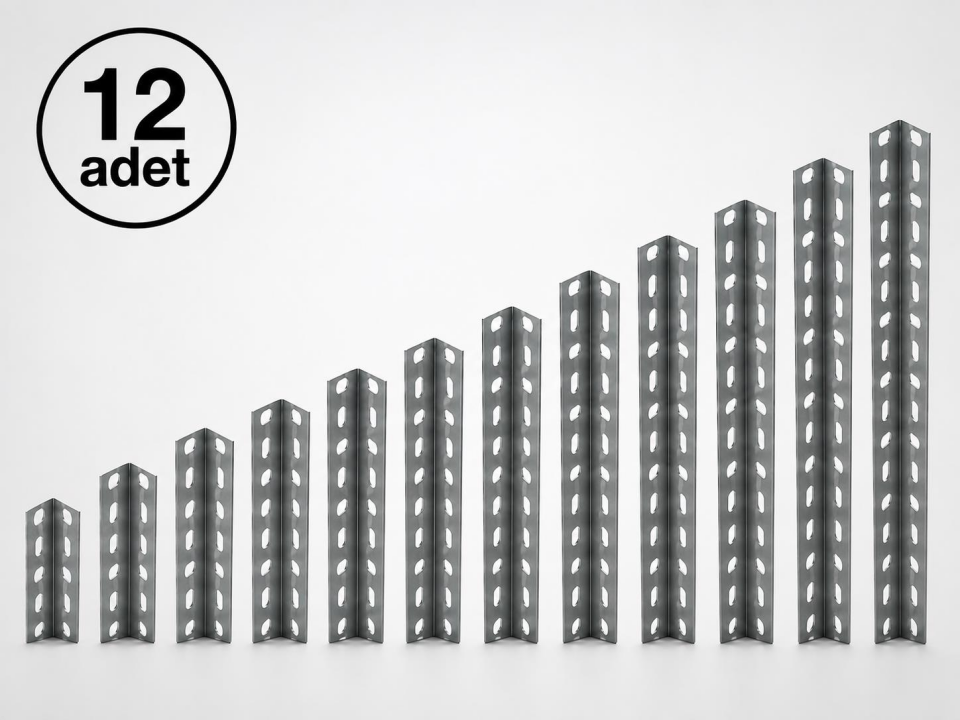 12 Adet 200 Cm Galvaniz Çelik Raf Profil - 2,00 Mm