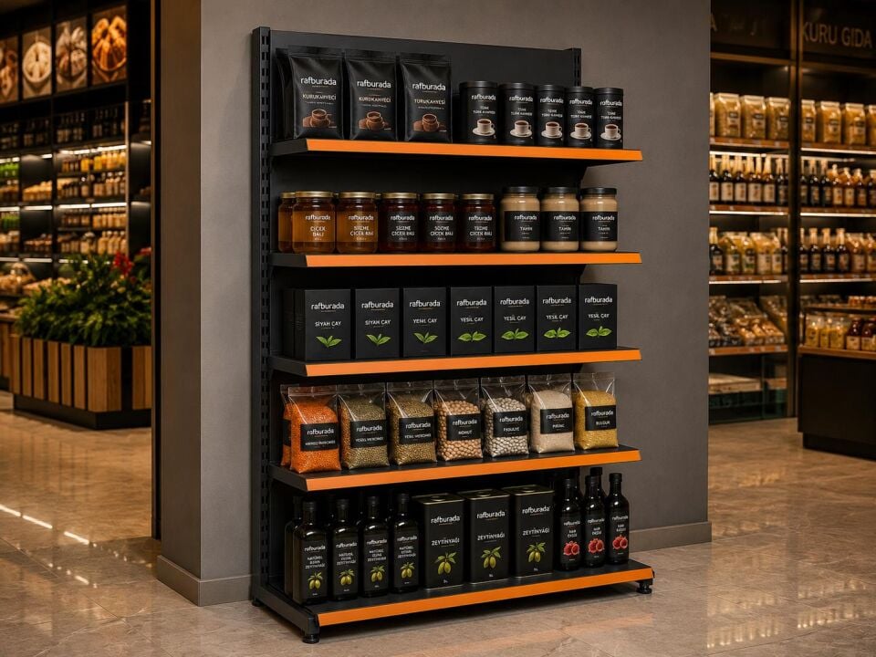 Market Rafı (Ekonomik) Tekli Bazasız Duvar Ünitesi-(40A/30*4) - H:220 cm