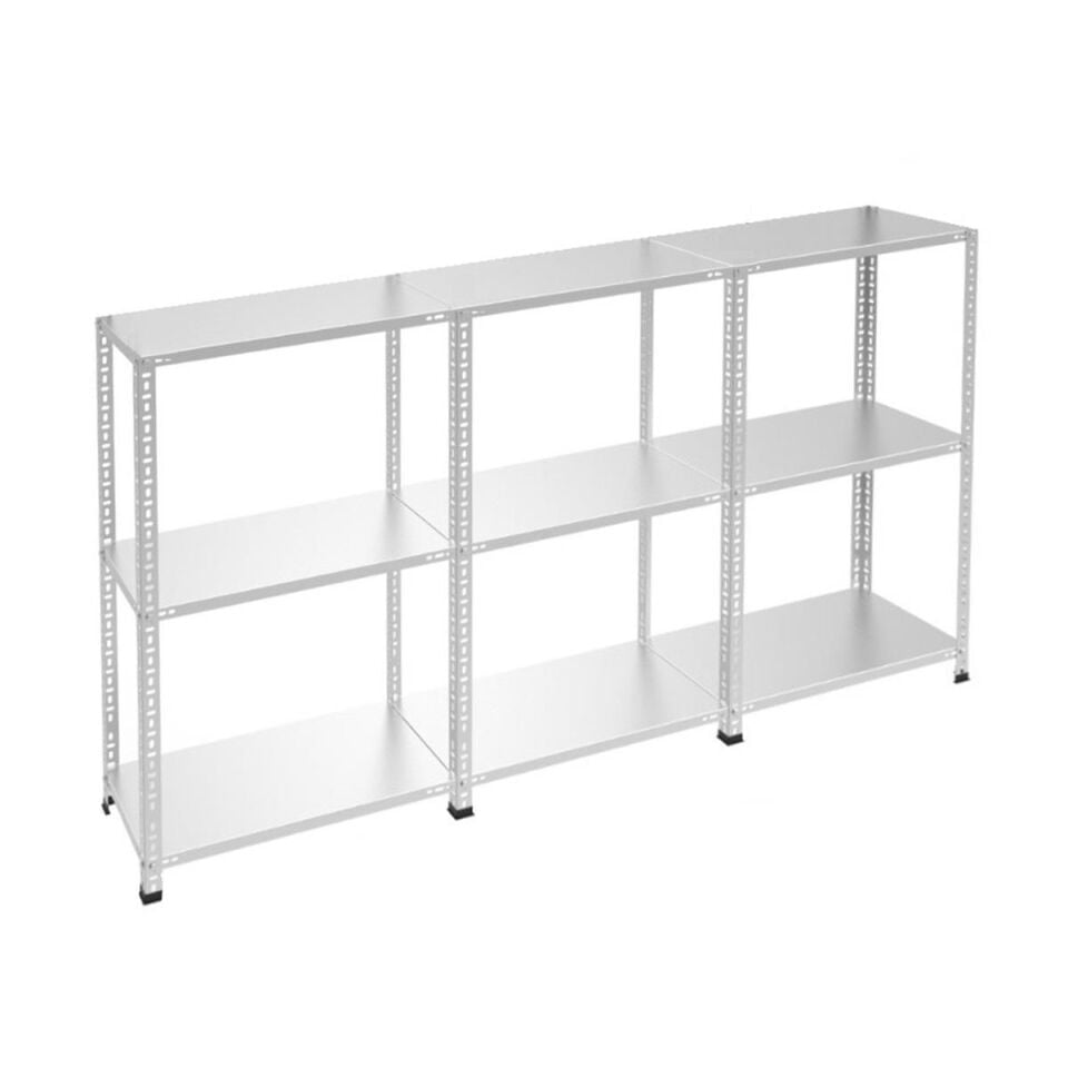 3 Katlı 3'lü Galvaniz Çelik Raf - Depo, Arşiv, Kiler, Dosya, Market Rafı