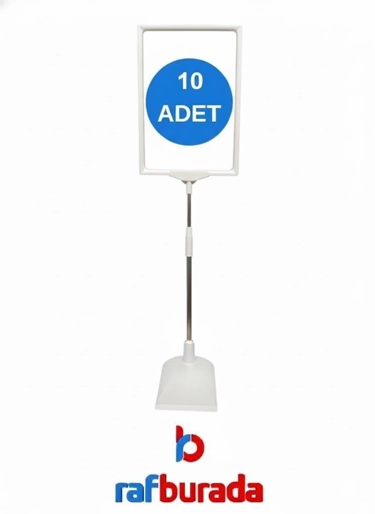 10 Adet Beyaz A5 Ördek Ayaklı Fiyat Etiketi - Sepet, Stand, Teşhir, Askılık, Çerçeveli Fiyat Etiketi