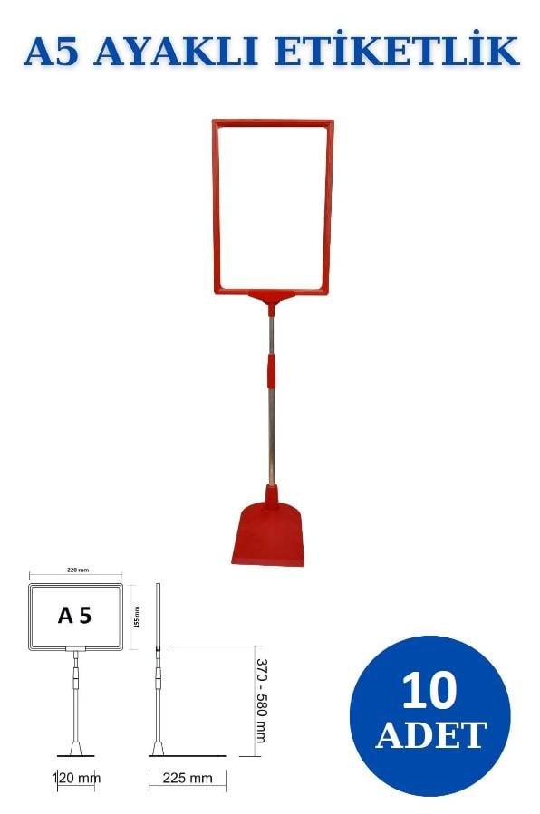 10 Adet Sarı A5 Ördek Ayaklı Fiyat Etiketi - Sepet, Stand, Teşhir, Askılık, Çerçeveli Fiyat Etiketi