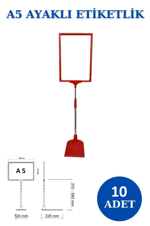 10 Adet Sarı A5 Ördek Ayaklı Fiyat Etiketi - Sepet, Stand, Teşhir, Askılık, Çerçeveli Fiyat Etiketi