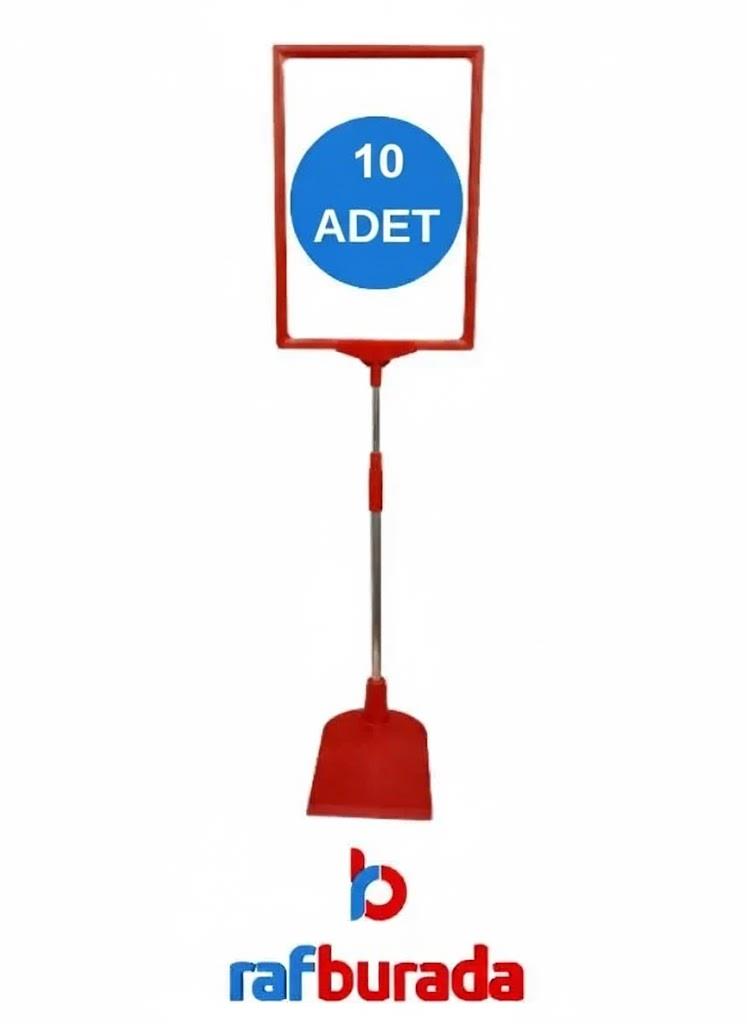 10 Adet Kırmızı A5 Ördek Ayaklı Fiyat Etiketi - Sepet, Stand, Teşhir, Askılık, Çerçeveli Fiyat Etiketi