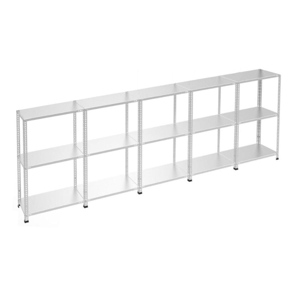 3 Katlı 5'li Galvaniz Çelik Raf - Depo, Arşiv, Kiler, Dosya, Market Rafı