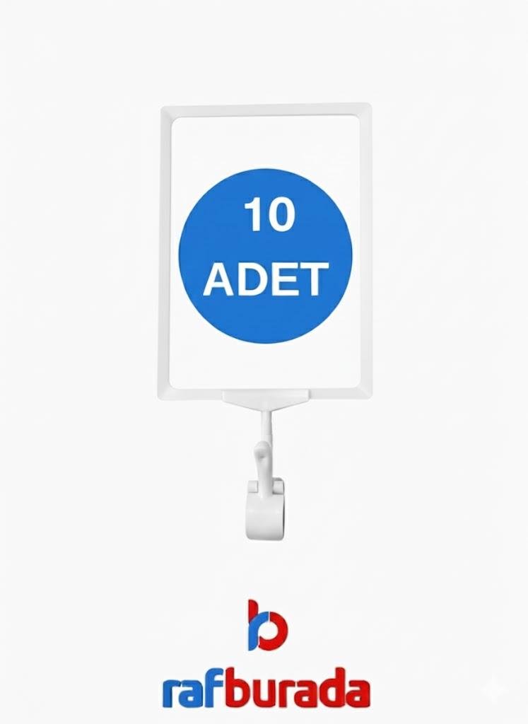 10 Adet Beyaz A5 Mandallı Fiyat Etiketi - Sepet, Stand, Teşhir, Askılık, Çerçeveli Fiyat Etiketi